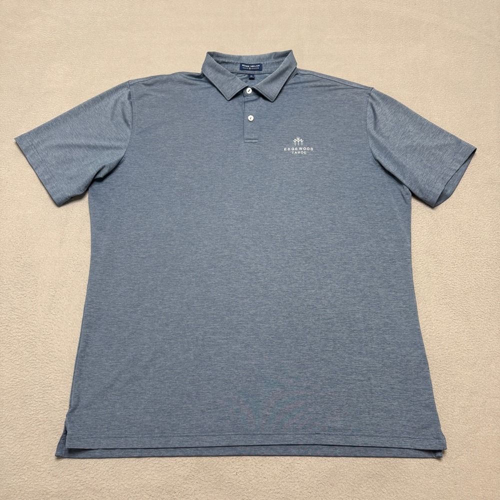 Peter Millar Polo Shirt Mens XL Blue Edgewood Tahoe Crown Crafted Performance